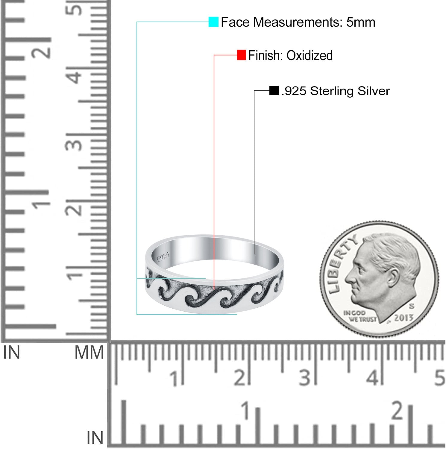 Braided Oxidized Band Solid 925 Sterling Silver Thumb Ring (5mm)