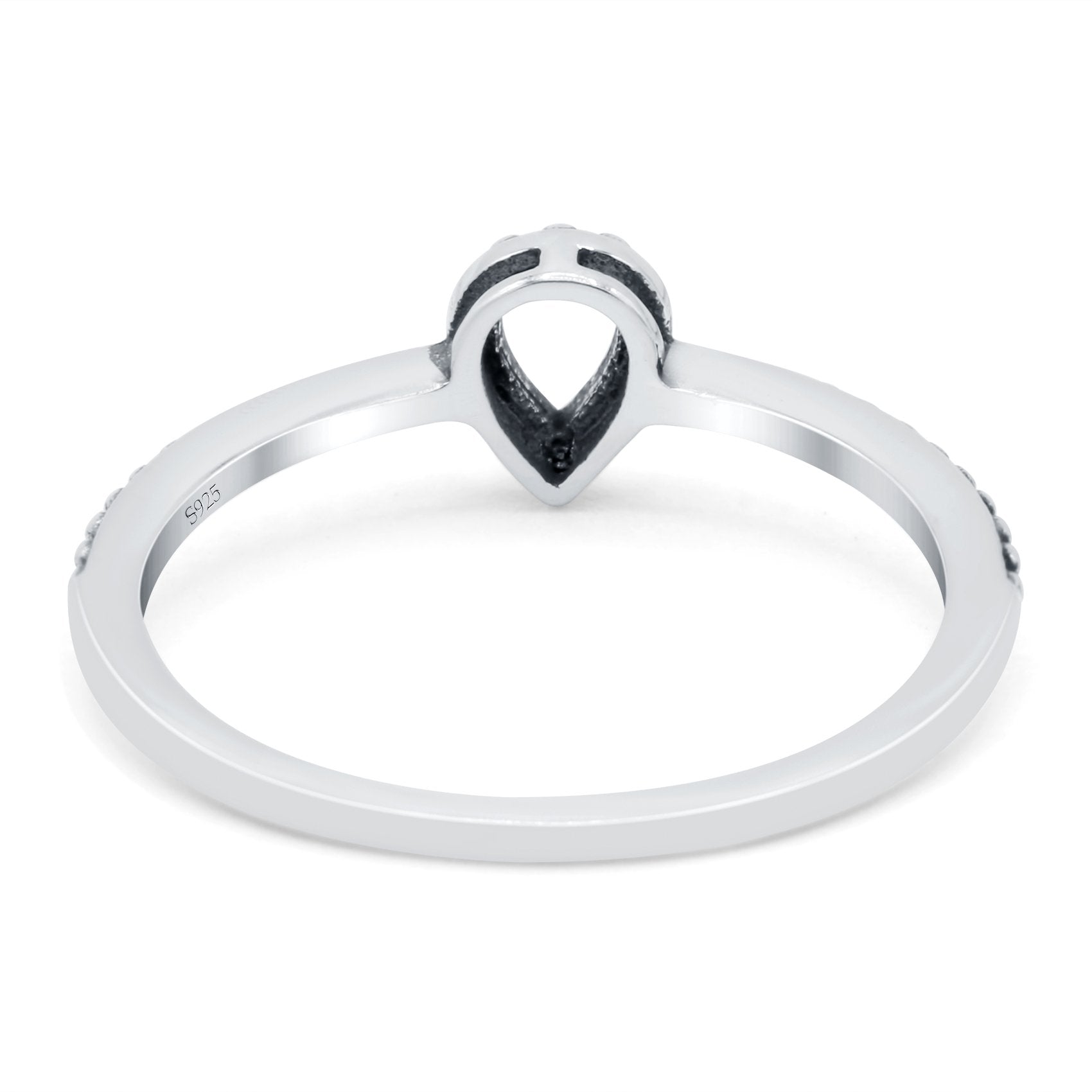 Oxidized Design Pear Teardrop Band Solid 925 Sterling Silver Thumb Ring (6mm)