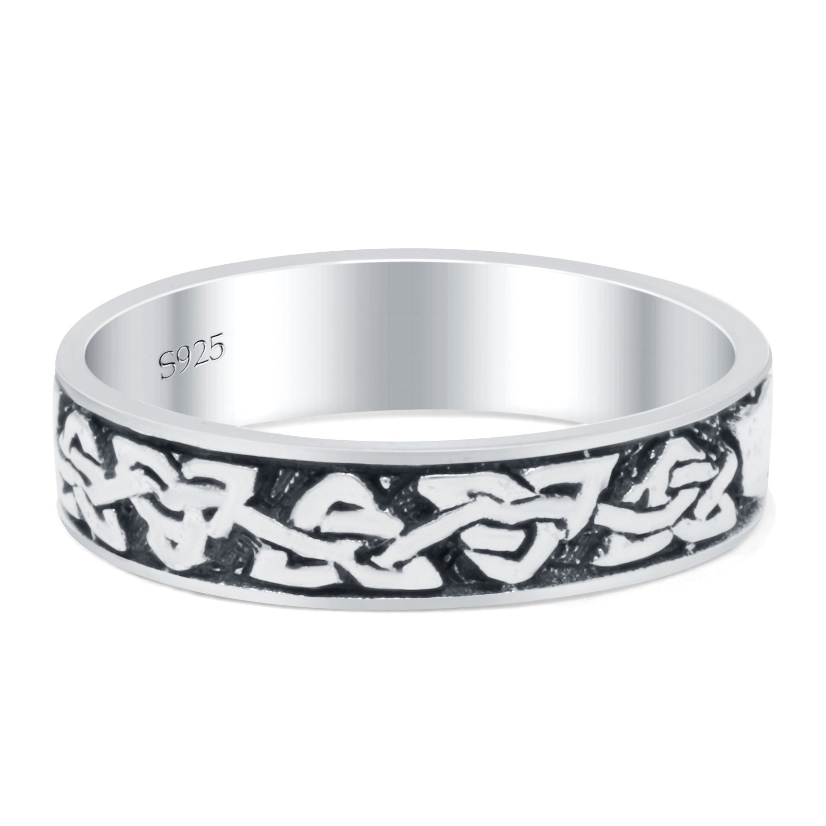 Claddagh Band Oxidized Ring Solid 925 Sterling Silver (5mm)