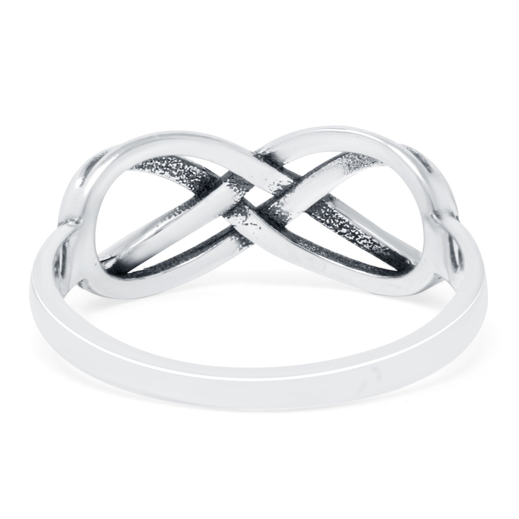 Infinity Band Oxidized Ring Solid 925 Sterling Silver (8mm)