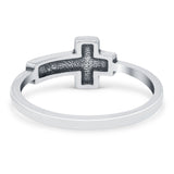 Believe Cross Band Oxidized Ring Solid 925 Sterling Silver (7mm)