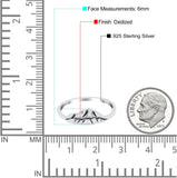 Mountains Oxidized Band Solid 925 Sterling Silver Thumb Ring (6mm)