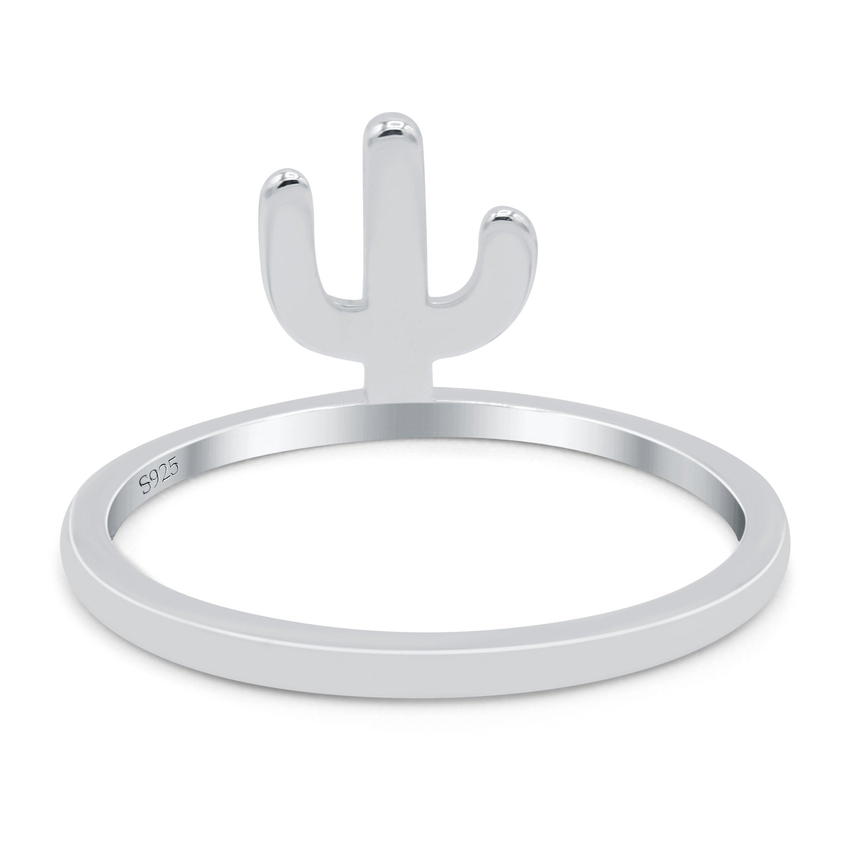 Cactus Oxidized Band Solid 925 Sterling Silver Thumb Ring (10mm)