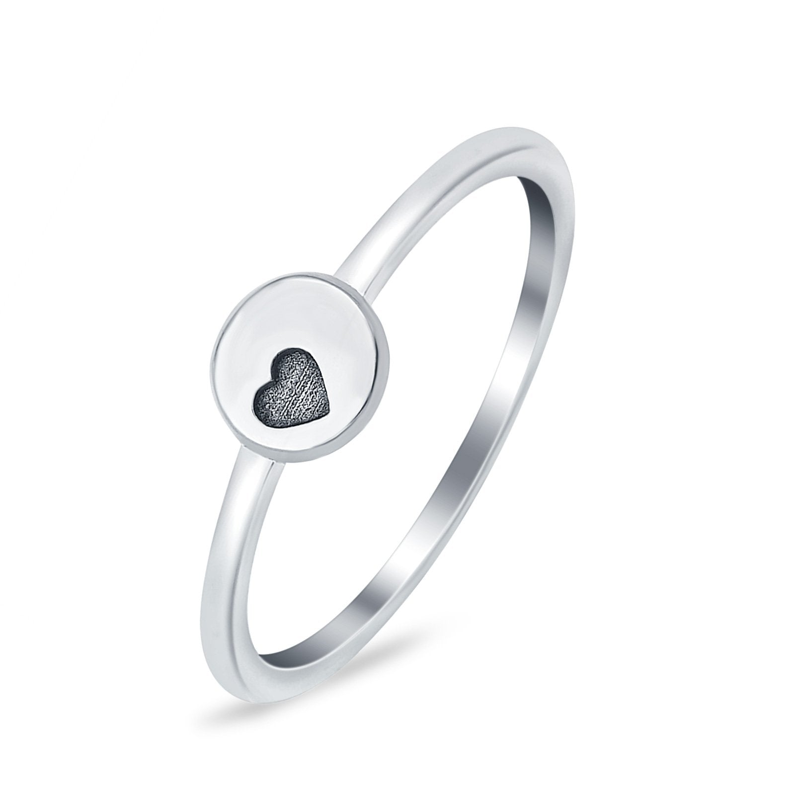 925 Sterling Silver Round Heart Engraved Oxidized Ring Wholesale