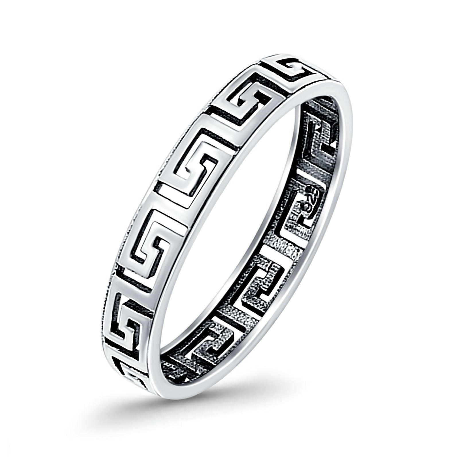Aztec Oxidized Band Solid 925 Sterling Silver Thumb Ring (4mm)