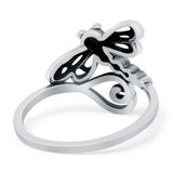 Dragonfly Band Oxidized Solid 925 Sterling Silver Thumb Ring (15mm)