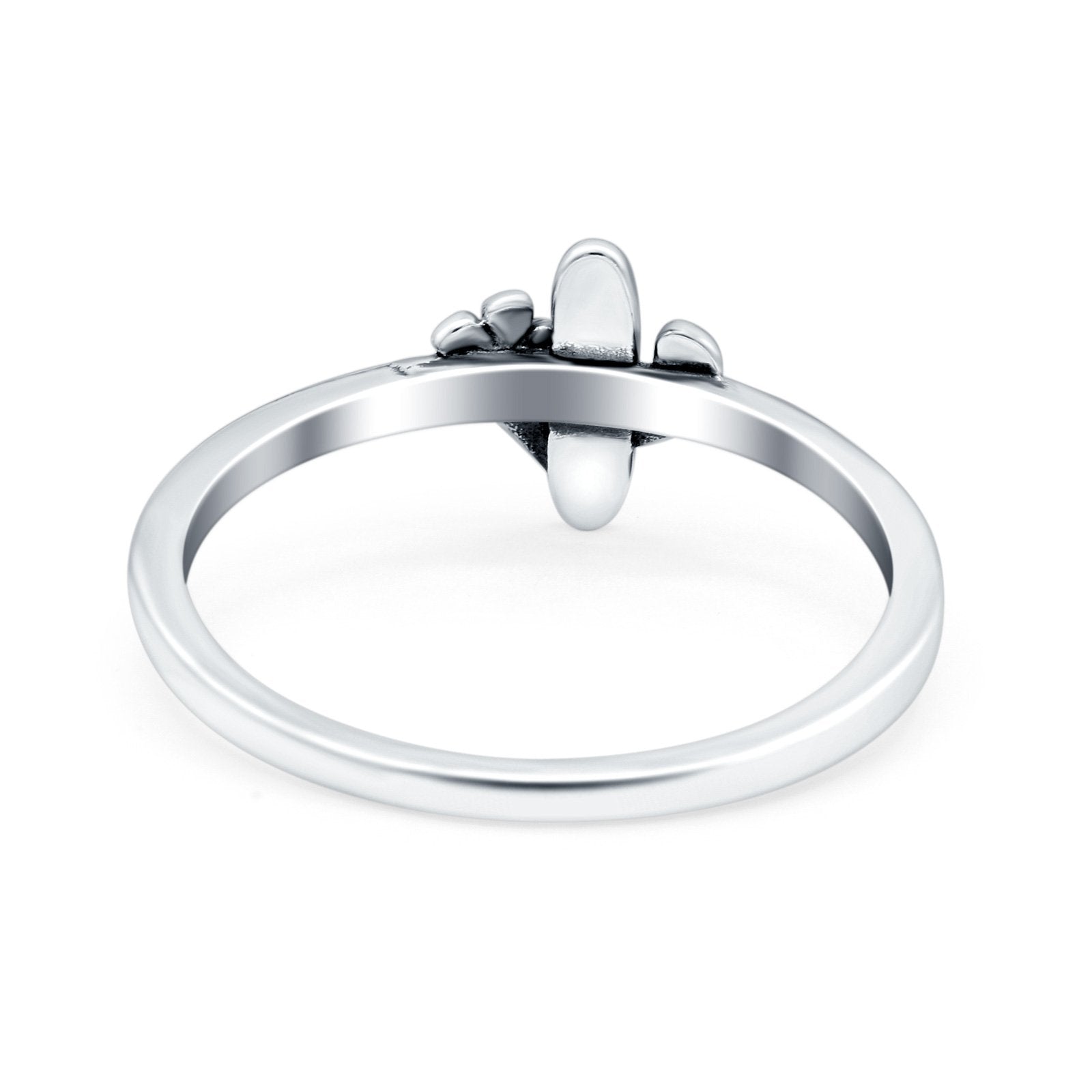 Flower Cactus Oxidized Band Solid 925 Sterling Silver Thumb Ring (10mm)