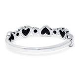 Dots and Hearts Band Oxidized Solid 925 Sterling Silver Thumb Ring (3.5mm)