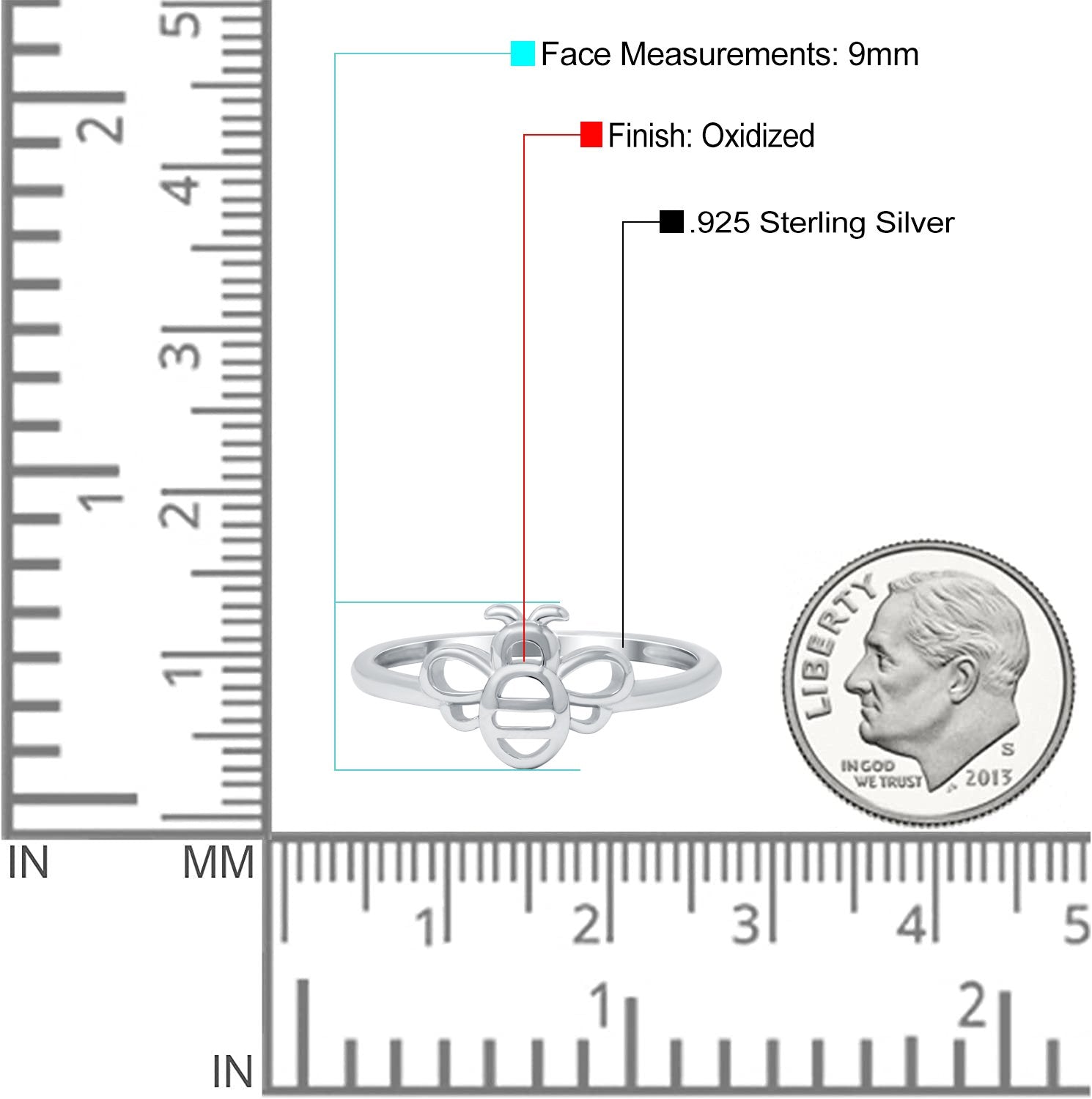 Bumblebee Band Oxidized Solid 925 Sterling Silver Thumb Ring (9mm)
