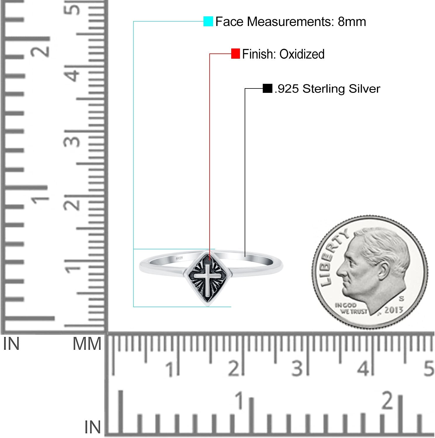 Cross Band Oxidized Solid 925 Sterling Silver Thumb Ring (8mm)