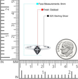 Cross Band Oxidized Solid 925 Sterling Silver Thumb Ring (8mm)