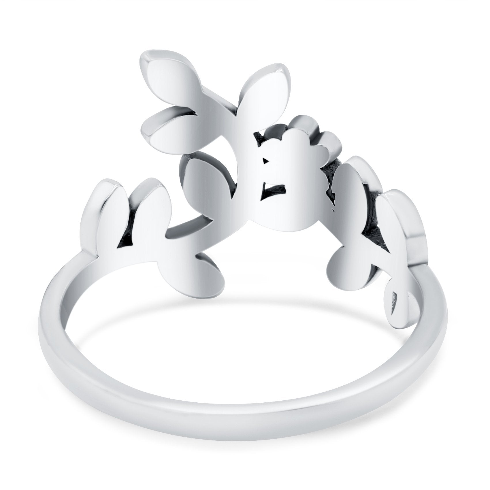 Leaves & Vines Band Oxidized Solid 925 Sterling Silver Thumb Ring (14mm)