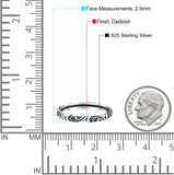 Bali Oxidized Band Solid 925 Sterling Silver Thumb Ring (2.5mm)