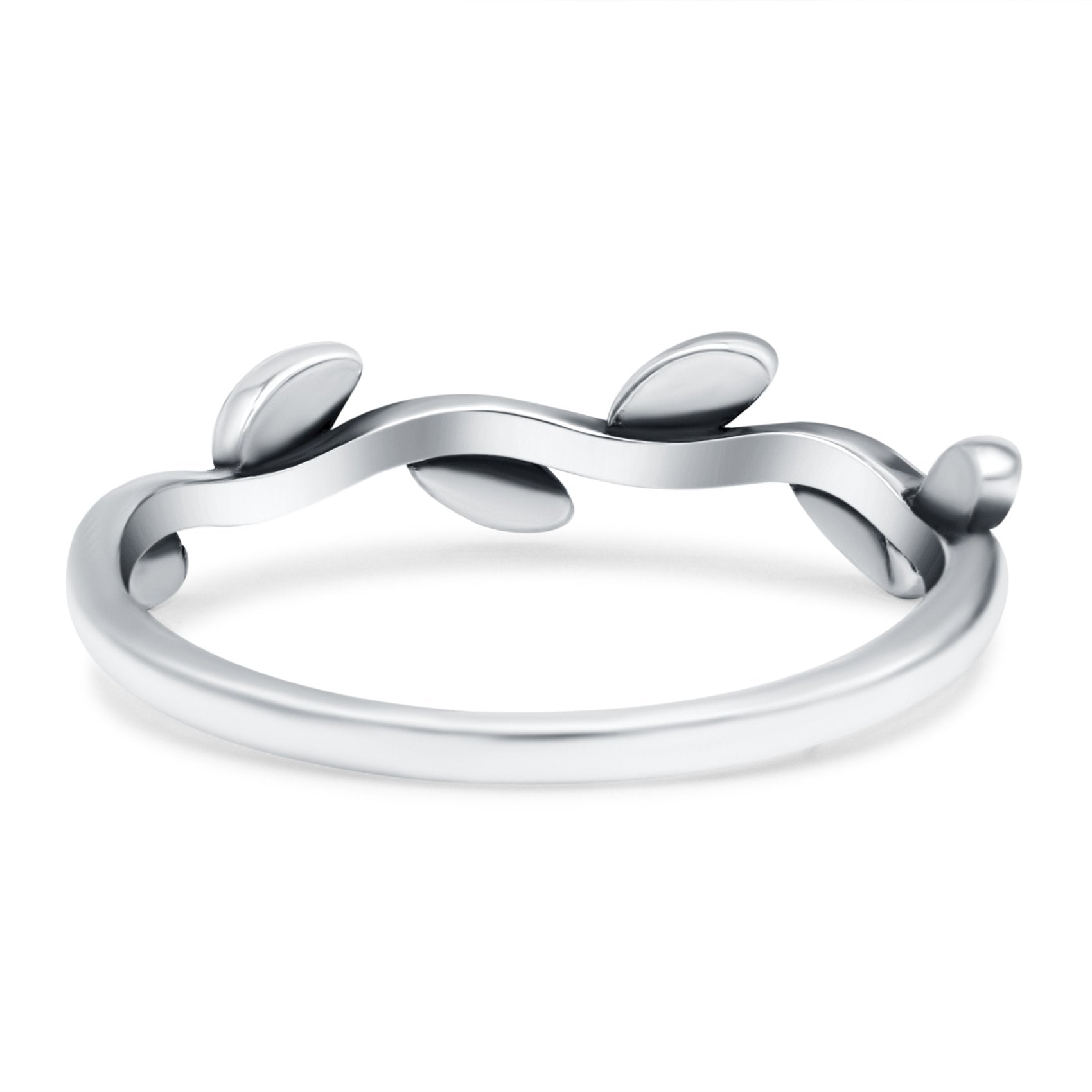 Leaves Oxidized Band Solid 925 Sterling Silver Thumb Ring (5mm)
