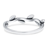 Leaves Oxidized Band Solid 925 Sterling Silver Thumb Ring (5mm)