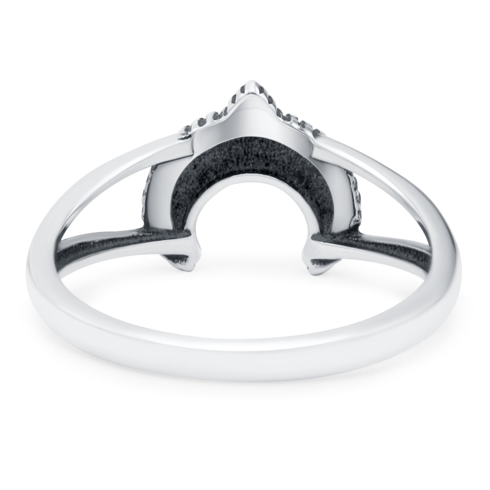 Moon Oxidized Band Solid 925 Sterling Silver Thumb Ring (10mm)