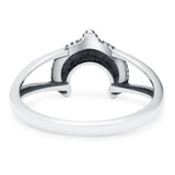 Moon Oxidized Band Solid 925 Sterling Silver Thumb Ring (10mm)