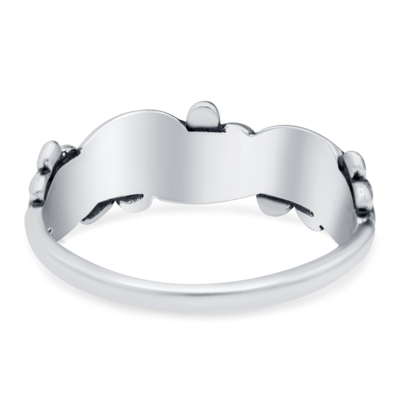 Daisies Oxidized Band Solid 925 Sterling Silver Thumb Ring (7mm)