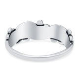 Daisies Oxidized Band Solid 925 Sterling Silver Thumb Ring (7mm)