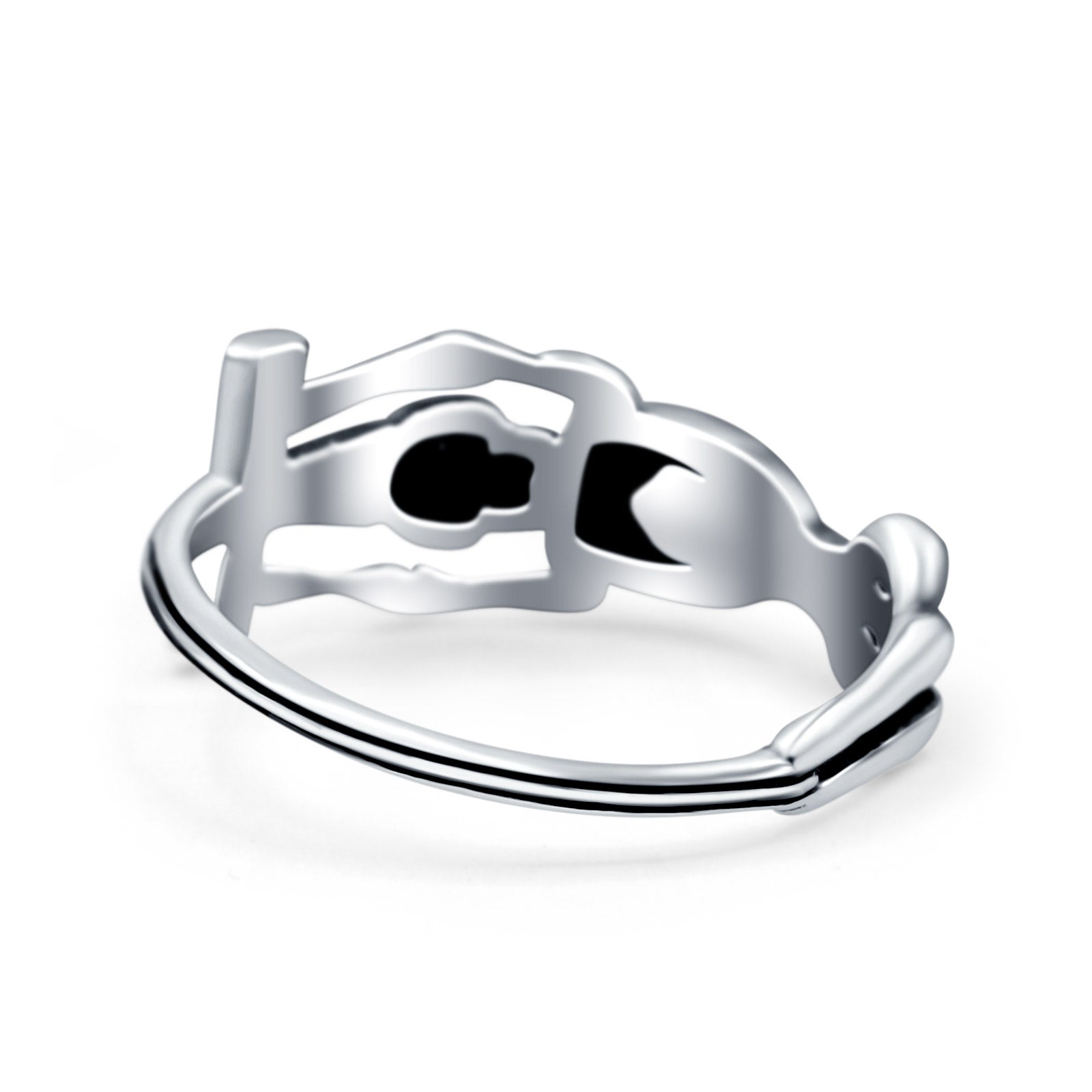 Skeleton Oxidized Band Solid 925 Sterling Silver Ring (9mm)