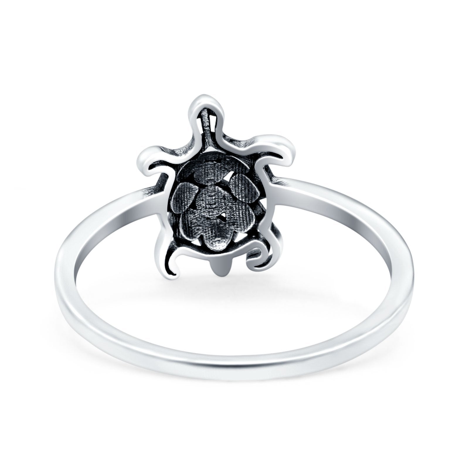 Turtle Oxidized Band Solid 925 Sterling Silver Thumb Ring (12mm)