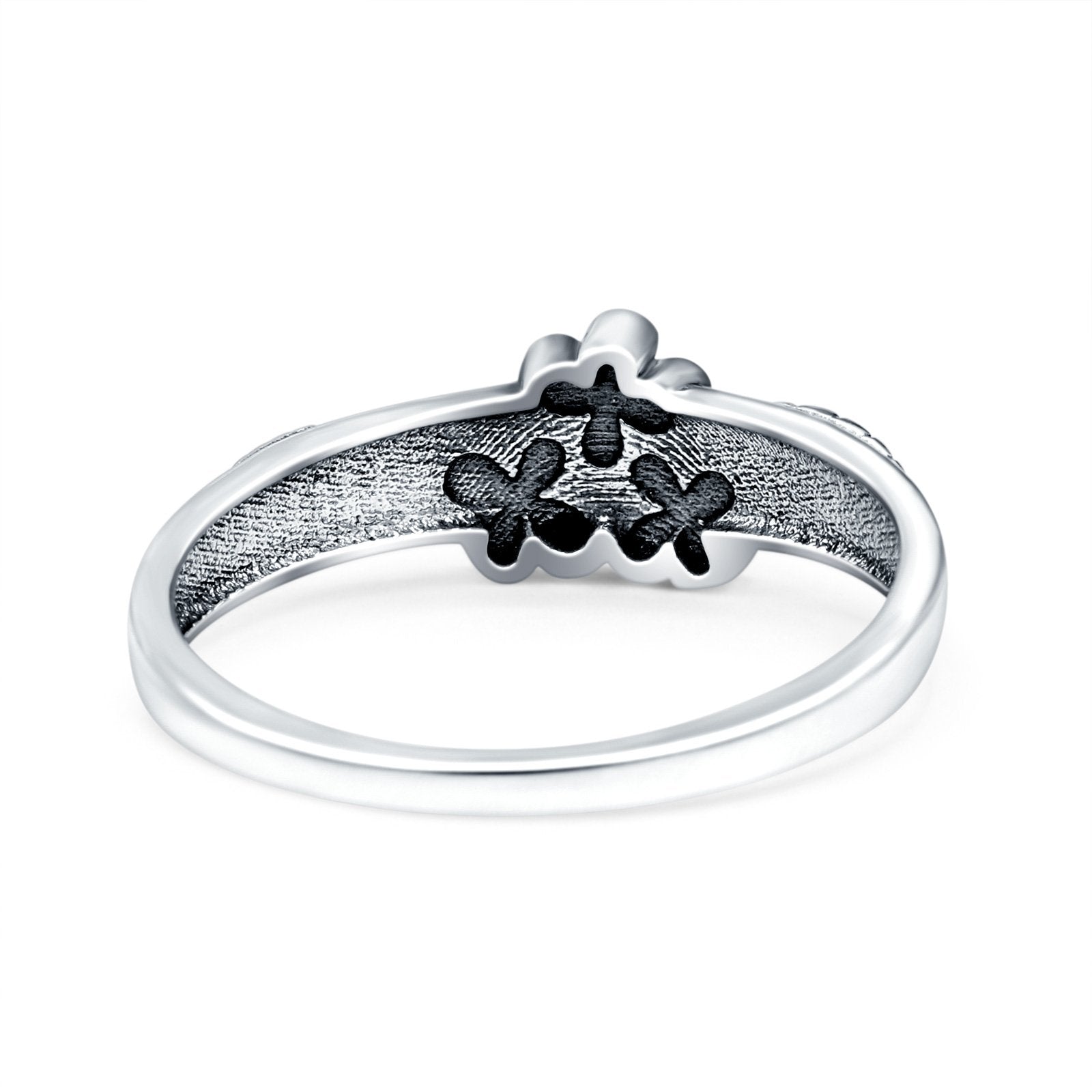 Daisies Plumeria Leaf Flower Oxidized Band Solid 925 Sterling Silver Thumb Ring (6.5mm)