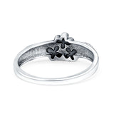 Daisies Plumeria Leaf Flower Oxidized Band Solid 925 Sterling Silver Thumb Ring (6.5mm)