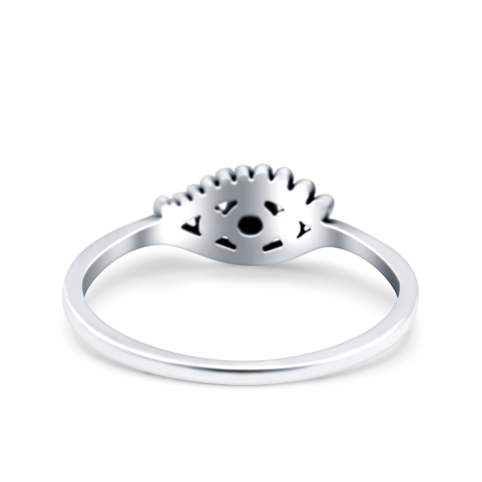 Eye Oxidized Band Solid Black CZ 925 Sterling Silver Thumb Ring (6mm)