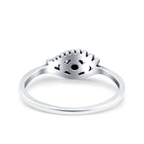 Eye Oxidized Band Solid Black CZ 925 Sterling Silver Thumb Ring (6mm)