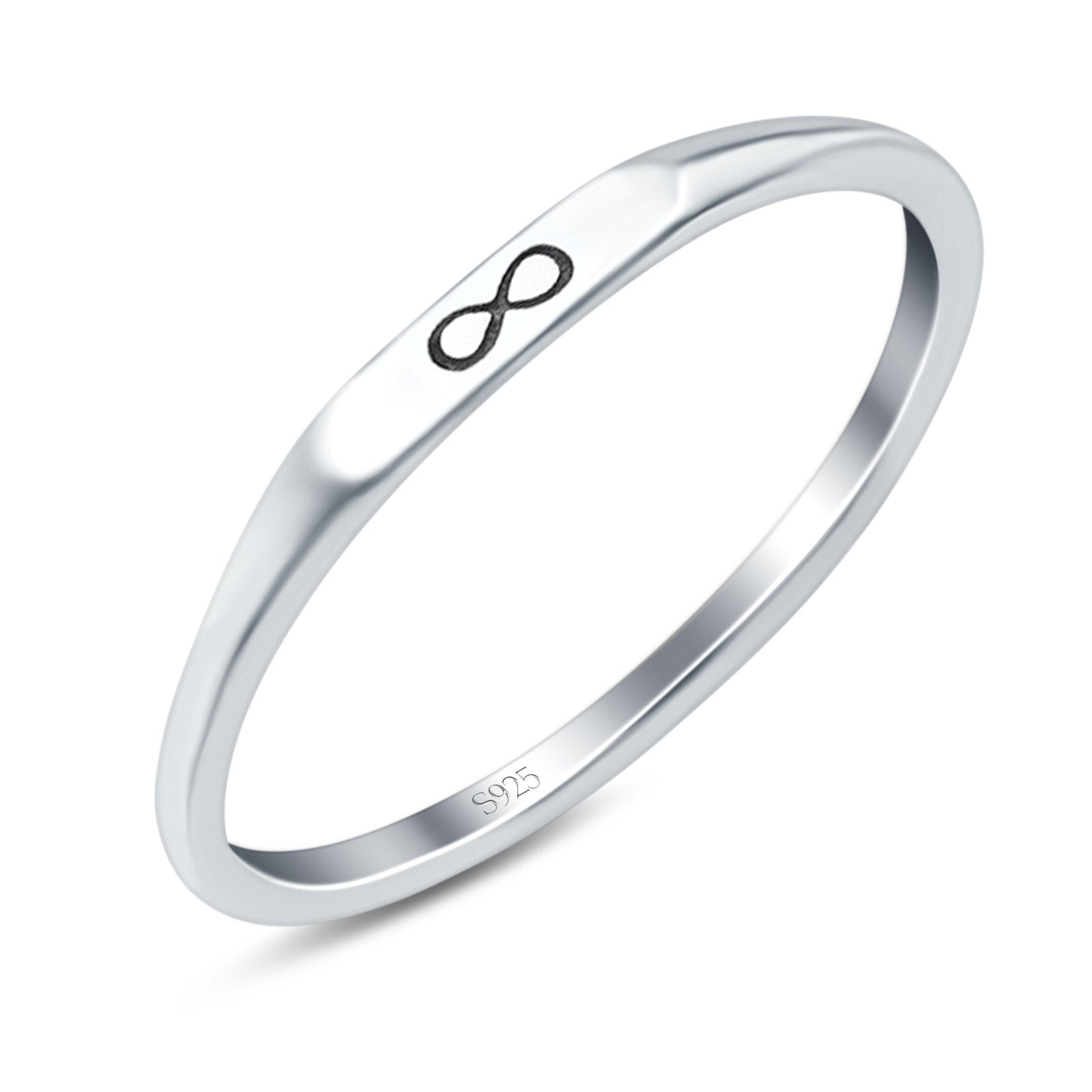 Infinity Oxidized Band Solid 925 Sterling Silver Thumb Ring (2.2mm)