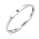 Small Cross Oxidized Band Solid 925 Sterling Silver Thumb Ring (2.2mm)