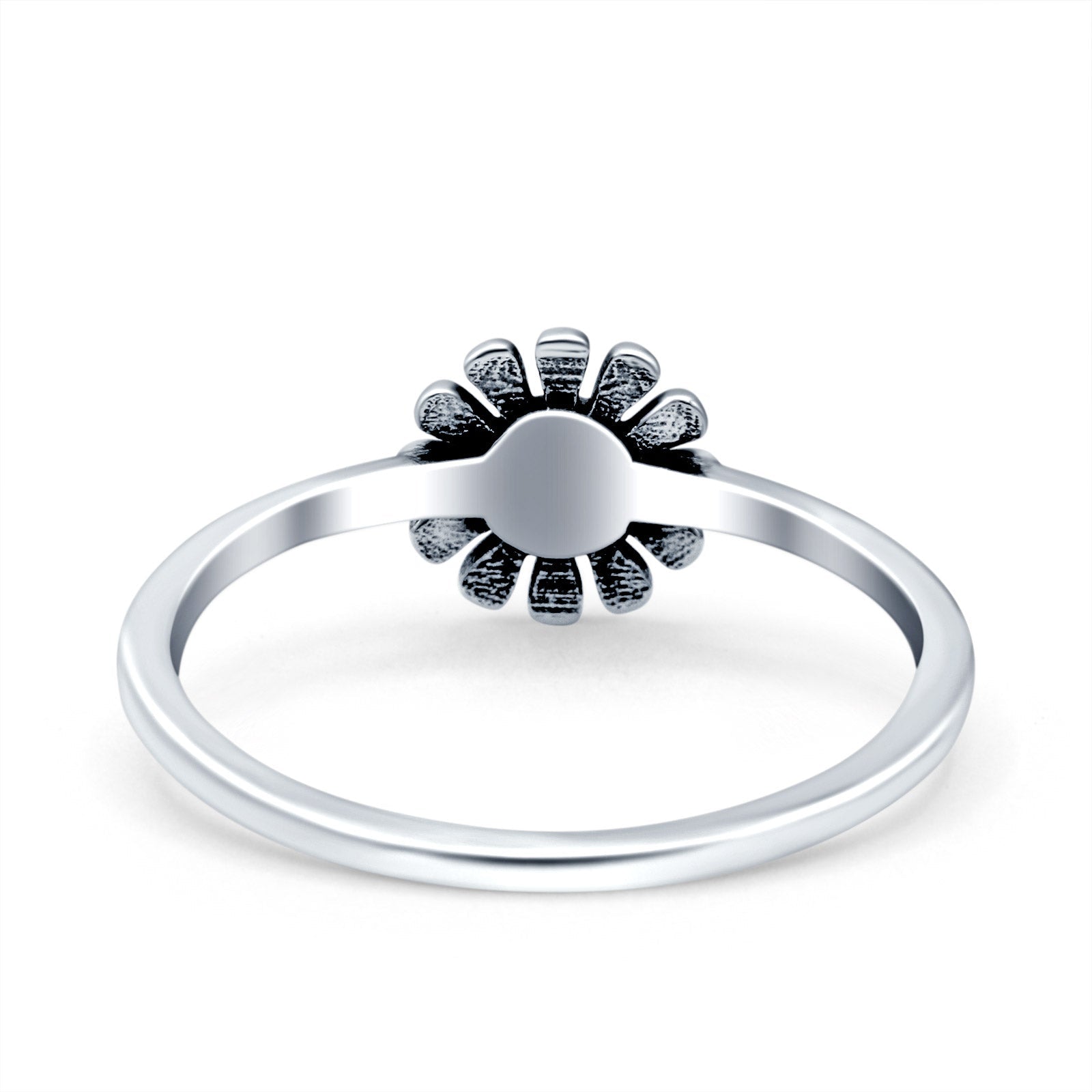 Daisy Band Oxidized Solid 925 Sterling Silver Thumb Ring (7mm)