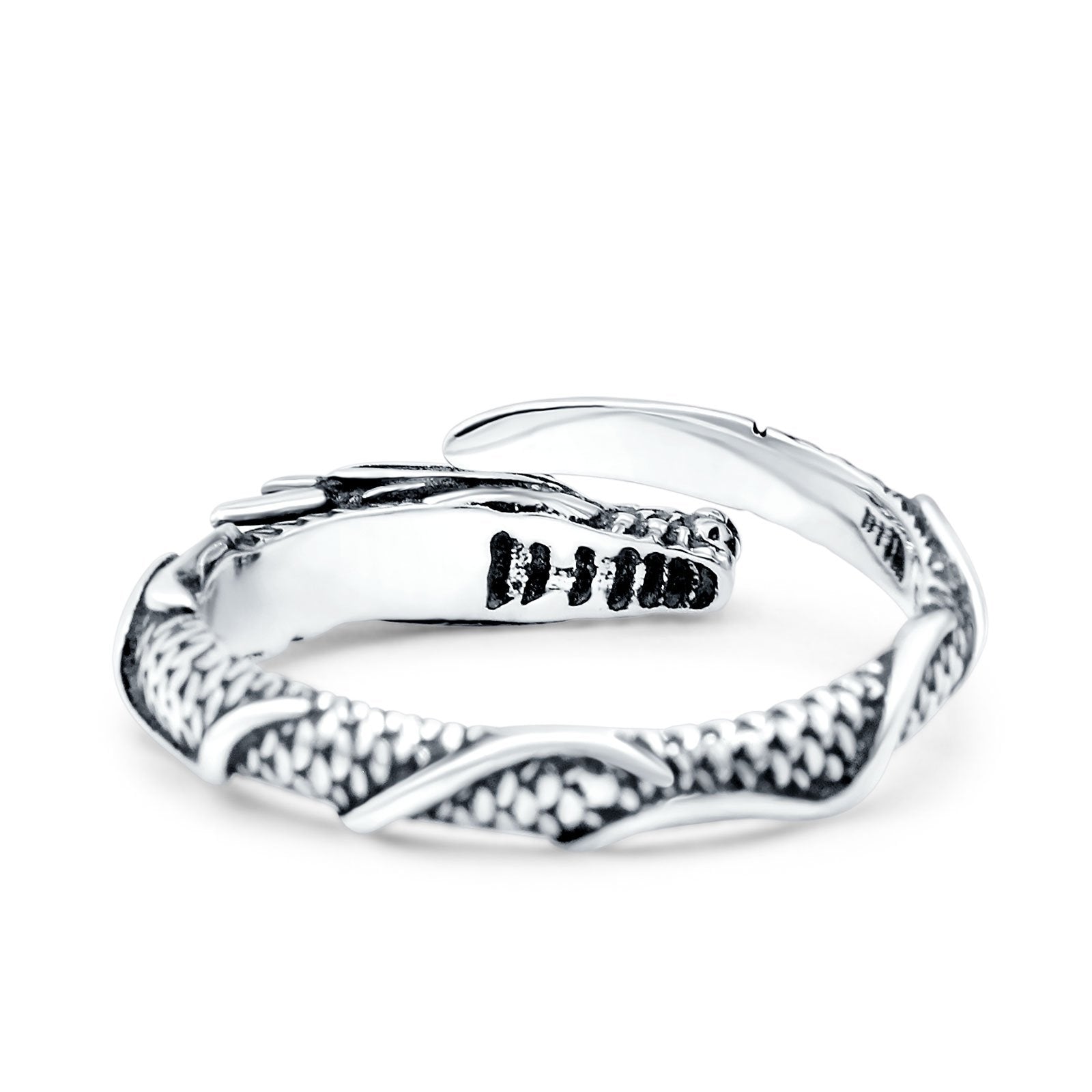 Dragon Oxidized Band Solid 925 Sterling Silver Thumb Ring (7.3mm)