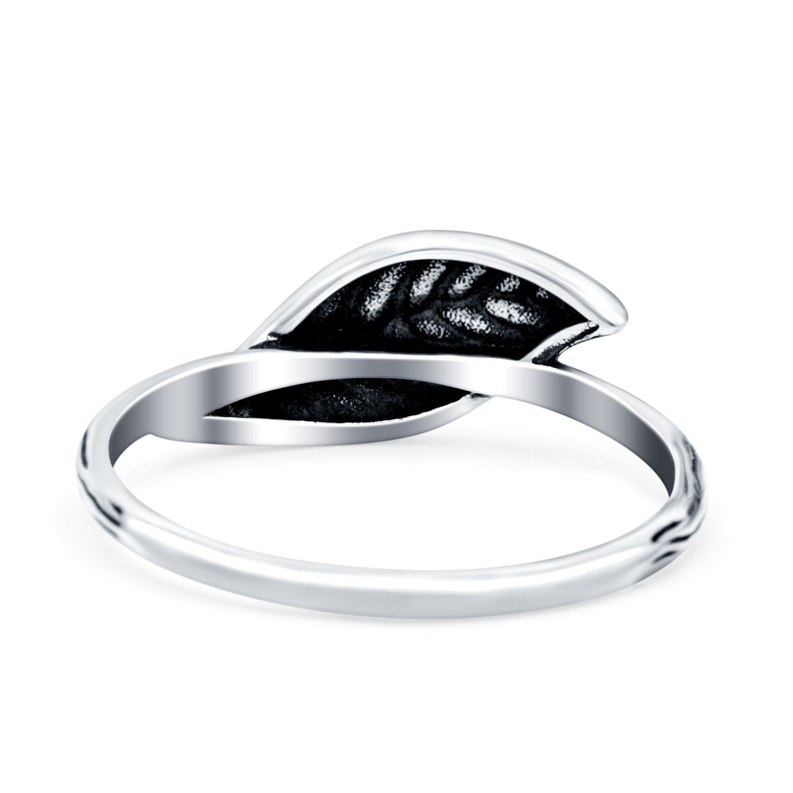 Leaf Oxidized Band Solid 925 Sterling Silver Thumb Ring (7mm)