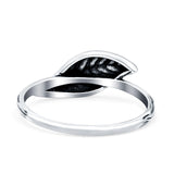 Leaf Oxidized Band Solid 925 Sterling Silver Thumb Ring (7mm)