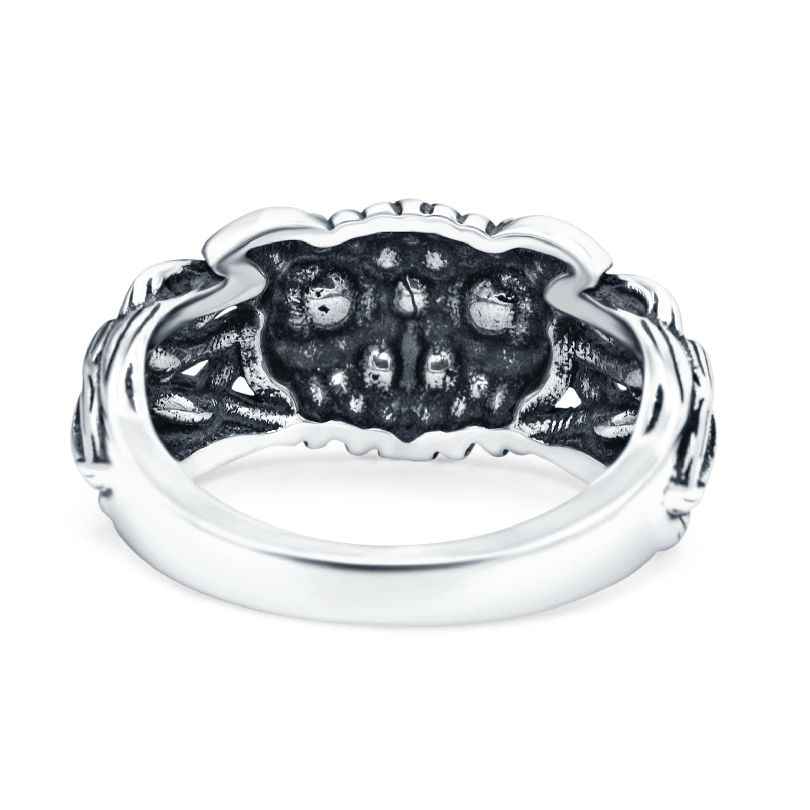 Owl Oxidized Band Solid 925 Sterling Silver Thumb Ring (10.5mm)
