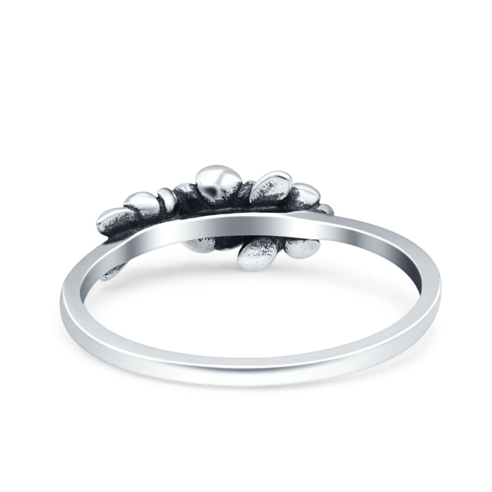 Flowers Oxidized Band Solid 925 Sterling Silver Thumb Ring (5mm)