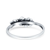 Flowers Oxidized Band Solid 925 Sterling Silver Thumb Ring (5mm)