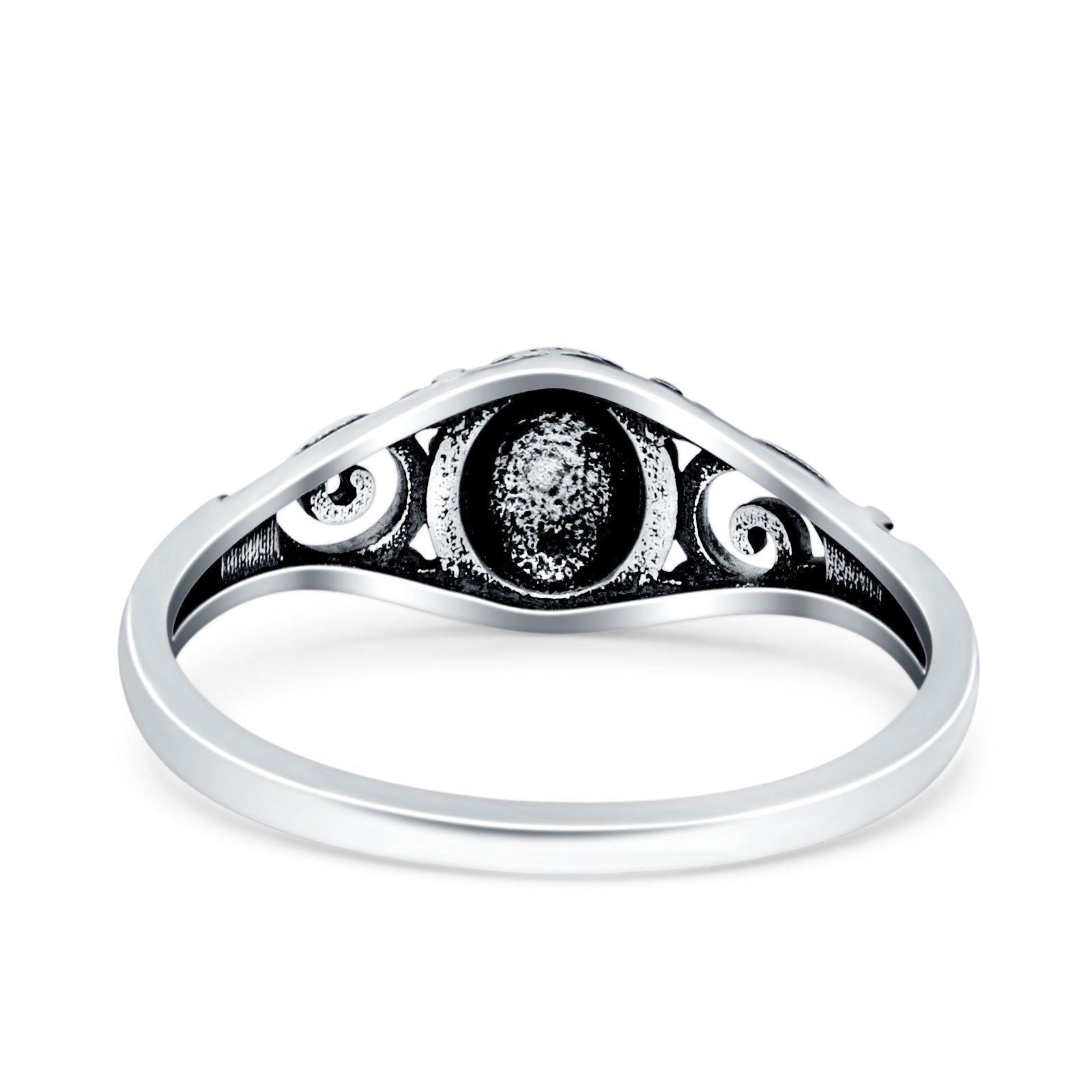 Bali Style Oxidized Band Solid 925 Sterling Silver Thumb Ring (6.8mm)