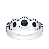 Sun Smiley Face Happy Sunflower Oxidized Band Solid 925 Sterling Silver Thumb Ring (7mm)