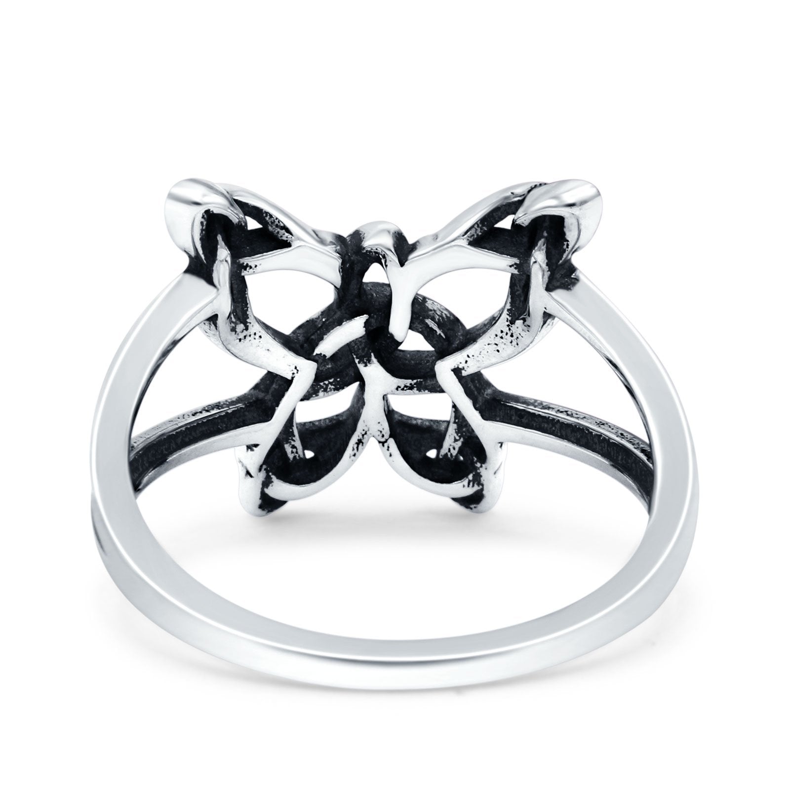Celtic Butterfly Oxidized Band Solid 925 Sterling Silver Thumb Ring (13.5mm)