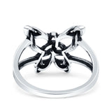 Celtic Butterfly Oxidized Band Solid 925 Sterling Silver Thumb Ring (13.5mm)