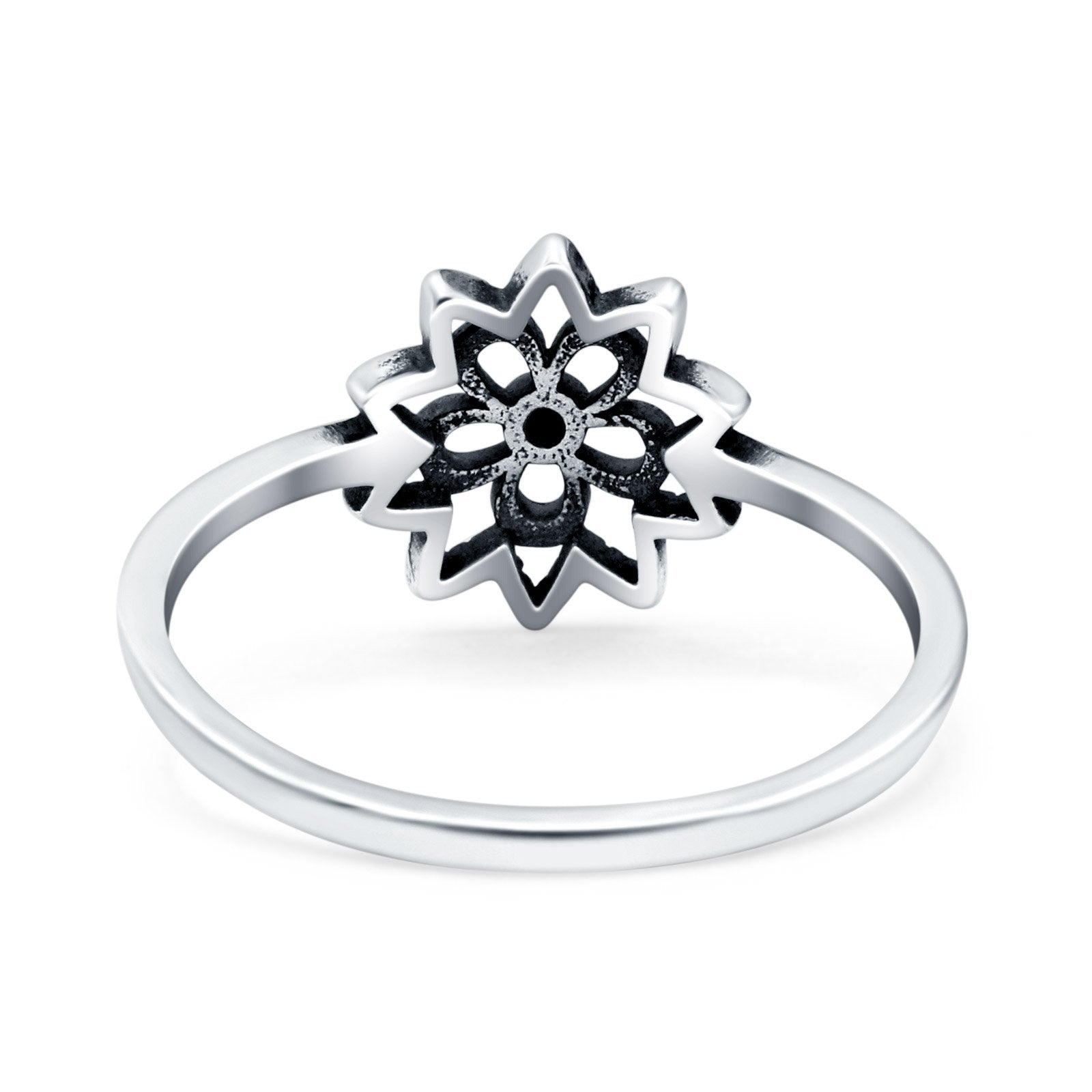 Mandala Oxidized Band Solid 925 Sterling Silver Thumb Ring (10mm)