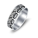 Trees Oxidized Band Solid 925 Sterling Silver Thumb Ring (7mm)