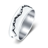 Mountains Oxidized Band Solid 925 Sterling Silver Thumb Ring (6mm)