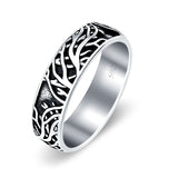 Branches Oxidized Band Solid 925 Sterling Silver Thumb Ring (6mm)