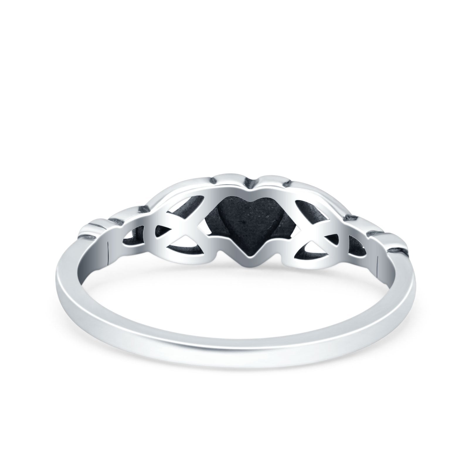 Heart Celtic Oxidized Band Solid 925 Sterling Silver Thumb Ring (5mm)