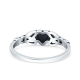 Heart Celtic Oxidized Band Solid 925 Sterling Silver Thumb Ring (5mm)