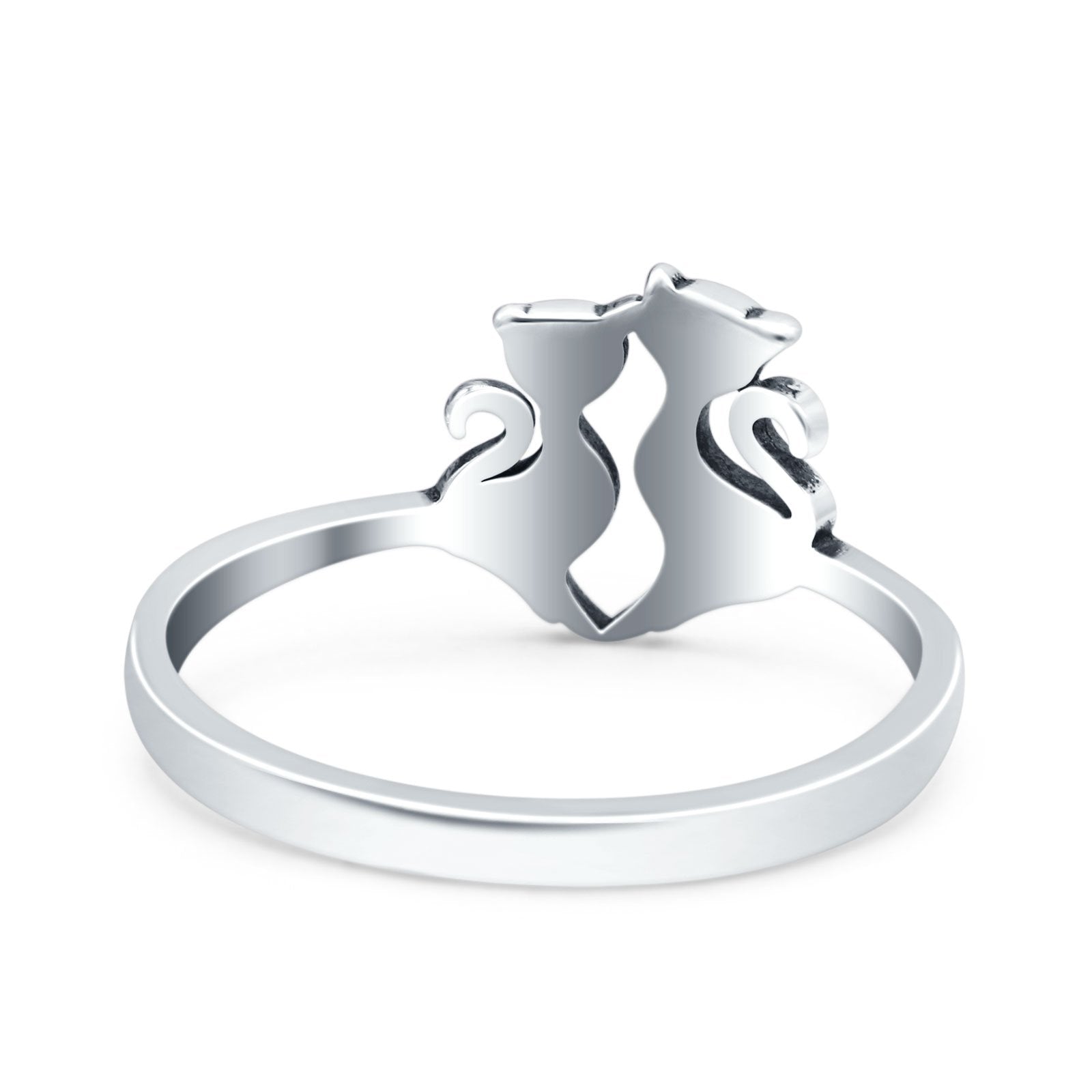Cats Oxidized Band Solid 925 Sterling Silver Thumb Ring (10mm)
