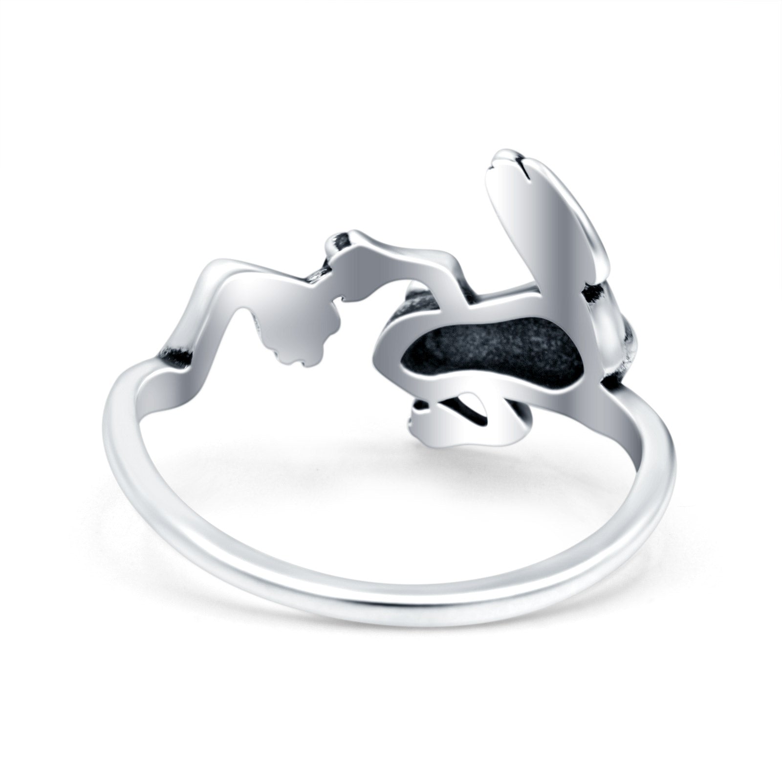 Frog Band Oxidized Solid 925 Sterling Silver Thumb Ring (13mm)